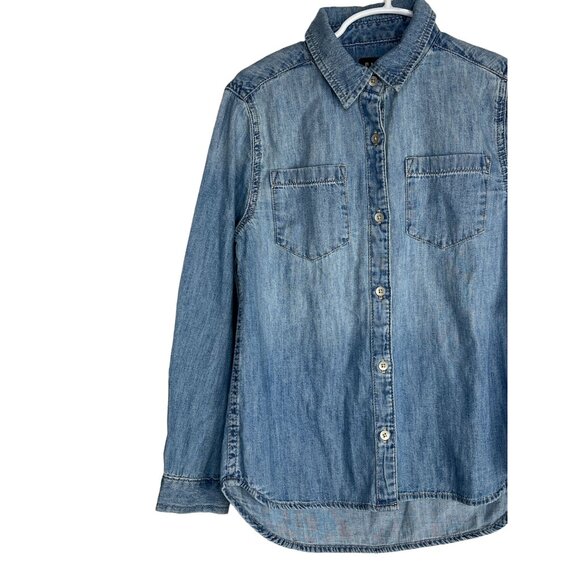 Gap Kids Girls Denim Chambray Button Down Shirt Blue Small S Long Sleeve - Picture 3 of 10